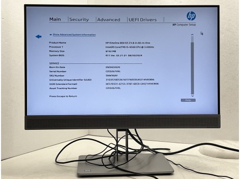HP EliteOne 800 G5 All-in-One 23.8" touch 1920x1080 FHD i5-9500 8GB 130GB UHD 630