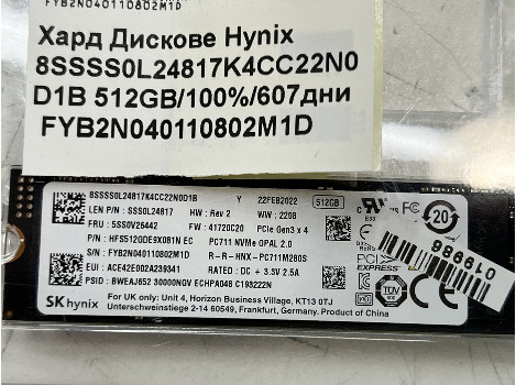 Hynix 8SSSS0L24817K4CC22N0D1B 512GB M.2 Nvme